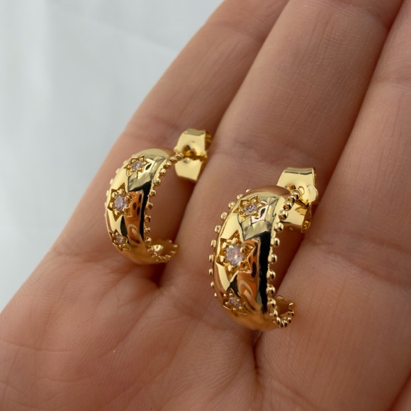 Elegant Gold and Silver Hoop Earrings - Picture 10 of 11